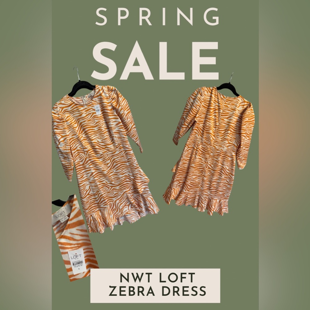 NWT Loft Dress. Satin Material fun zebra print.